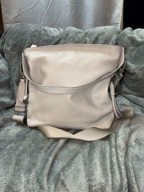 Fossil-Light Gray Leather Crossbody Bag